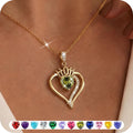 Yndra 18K Gold Plated Heart Necklace for Women,S925 Sterling Silver August Peridot Birthstone Crown Pendant Necklace,Jewelry Gift for Her Wife Mom Girlfriend,Birthday Mother’S Day Gift