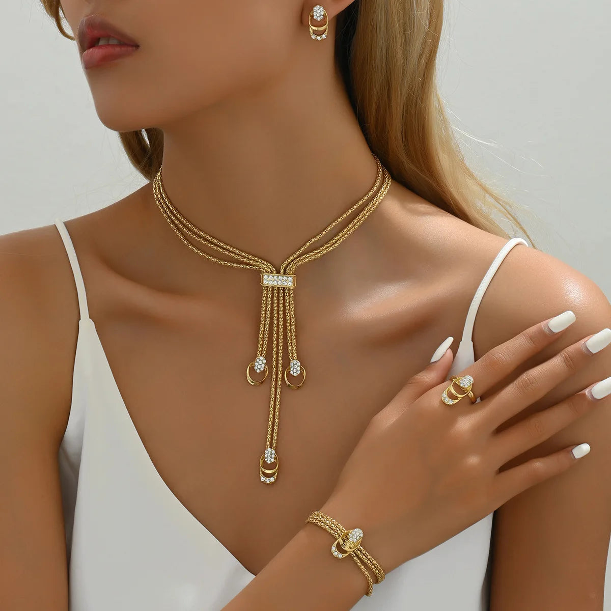 2/3/4Pcs Earrings Set Necklace Ring Bracelet Jewelry Set Bridal Wedding Banquet Accessories Fashionable Women Party Holiday Gift