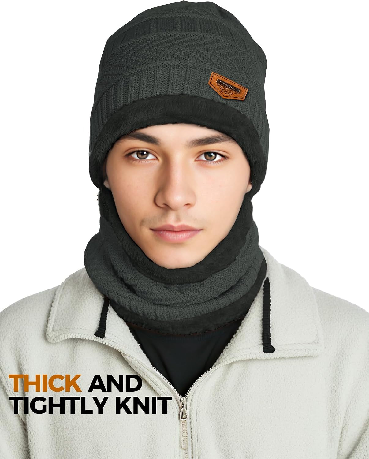 Beanie Hats for Men Women Neck Warmer Cold Weather Gear Men Gift Set for Winter Hat Neck Scarf Guys Face Mask Snow Suits