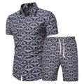 Summer New Men'S Clothing Short-Sleeved Printed Shirts Shorts 2 Piece Fashion Male Casual Beach Vacations Clothes