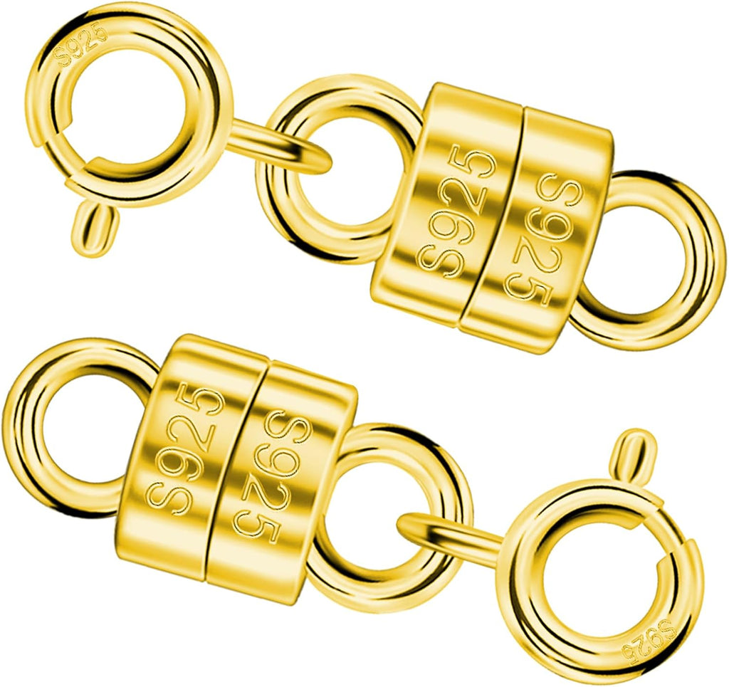 925 Sterling Silver Magnetic Necklace Clasps and Closures Min Magnetic Clasps for Necklaces Bracelets Chain Extender Connector for Jewelry Making Necklace 2Pack