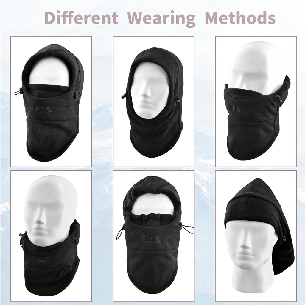 Kids Children'S Balaclava Hat Fleece Ski Face Mask Winter Cap Adjustable Double Neck Warmer