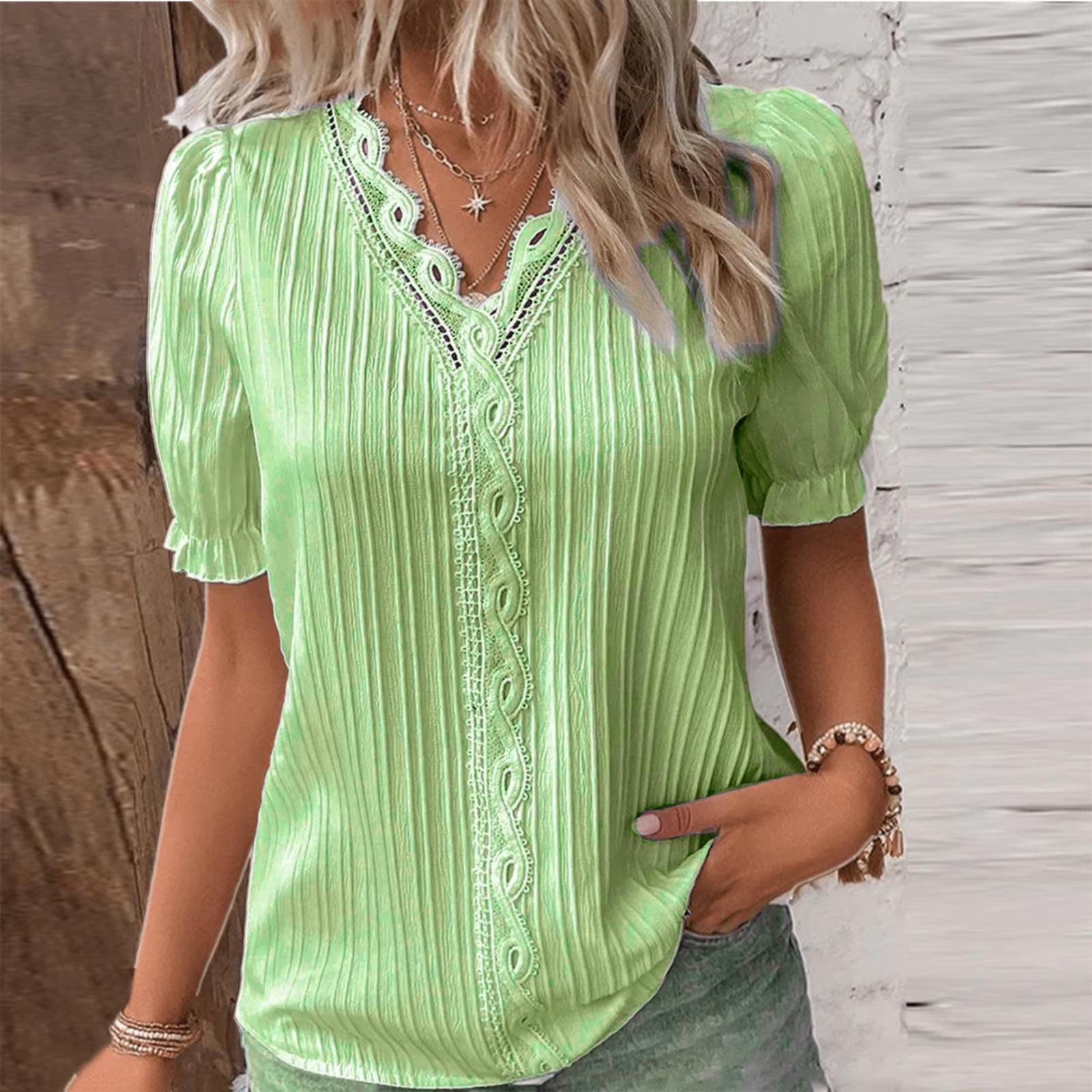 Green plus Size Summer Tops, Womens Tops plus Size, Short Sleeve Women’S plus Size Shirts, Big & Tall L Womens plus Size Shirts, Solid plus Size Blouse for Women, Fashion Floral plus Size Tops