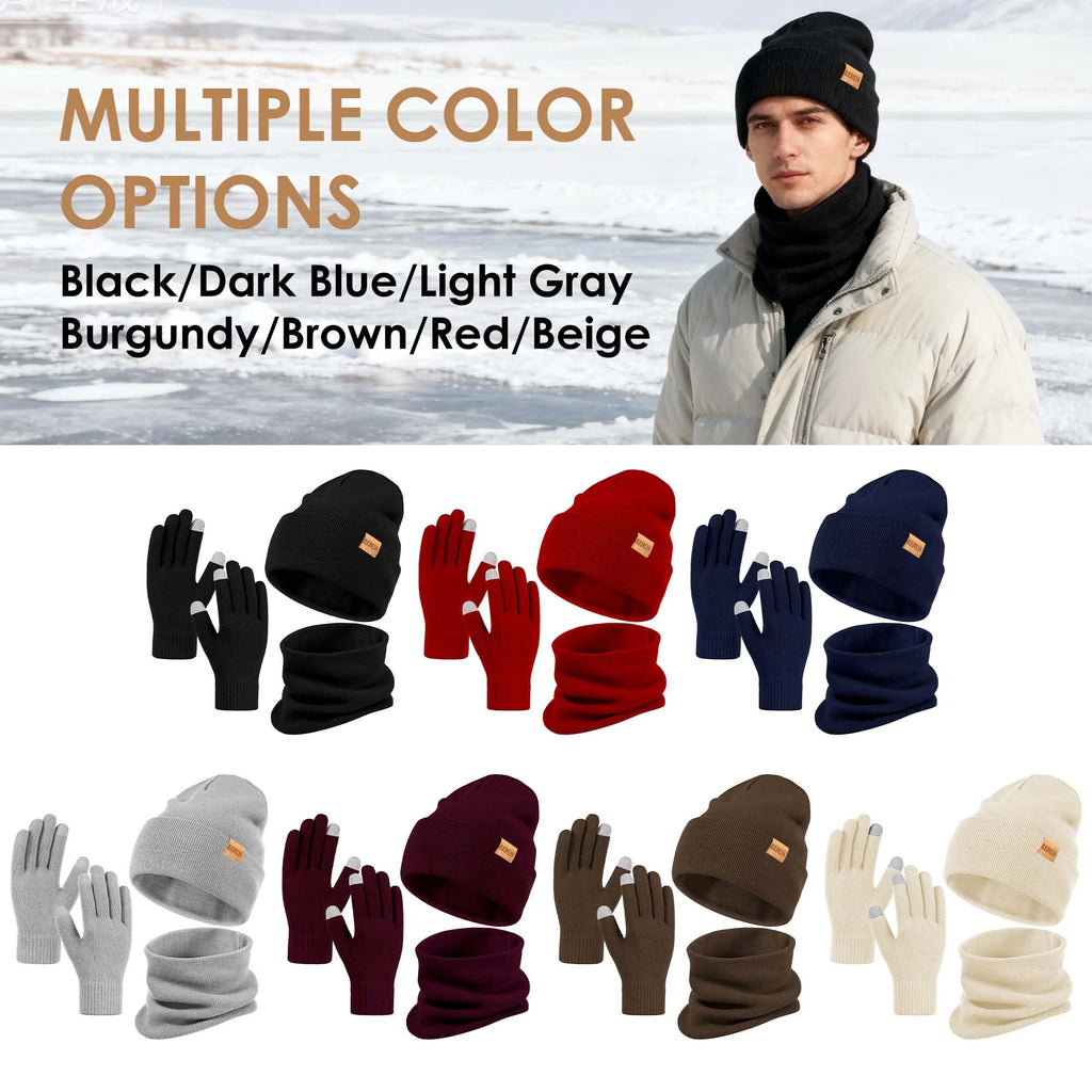 Winter Hat, Scarf & Glove Set for Men and Women,Black