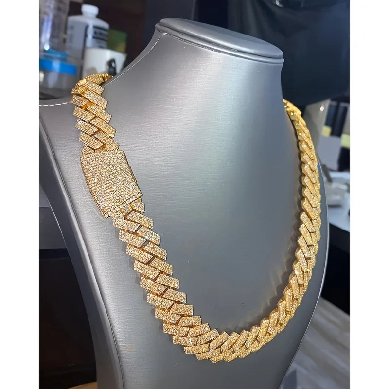Cuban Chain Necklace - Heavy Duty Moissanite Tennis Necklace | Suitable for Boyfriends, Fathers, Ideal for Valentine'S, Christmas