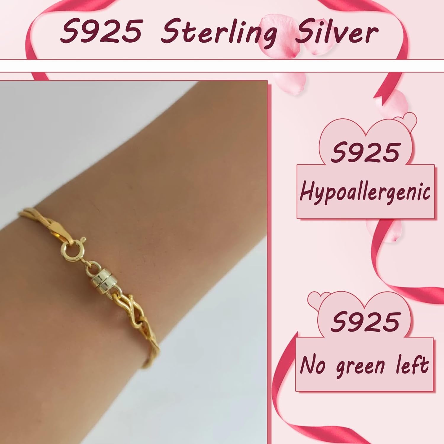 925 Sterling Silver Magnetic Necklace Clasps and Closures Min Magnetic Clasps for Necklaces Bracelets Chain Extender Connector for Jewelry Making Necklace 2Pack