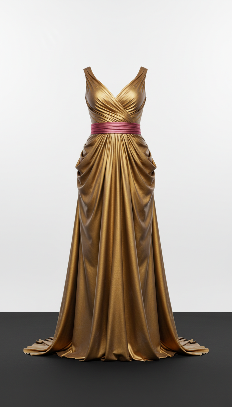 Silk Draped Evening Gown