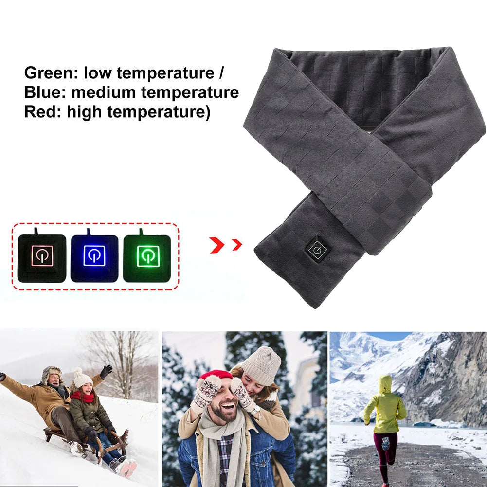 Outdoor Warm Electric Heating Scarf 3 Gear Winter Heated Scarf Neck Warmer USB Heater Thermal Shawl Neck Wrap Fleece Women Scarf