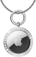 Airtag Necklace,Titanium Alloy Metal Rhinestone Design Airtag Necklace,75Cm/29.5In Adjustable Alloy Chain Air Tag Neck Lace Compatible Apple Aritag
