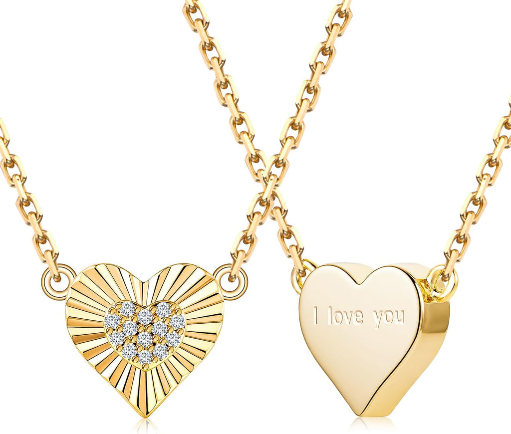 Gold Heart Birthstone Necklace for Women CZ Pendant Gift | Cubic Zirconia, Birth Stone, Gold Plated, Elegant, Jewelry, Gift, Birthday, Mother'S Day, Anniversary, Christmas