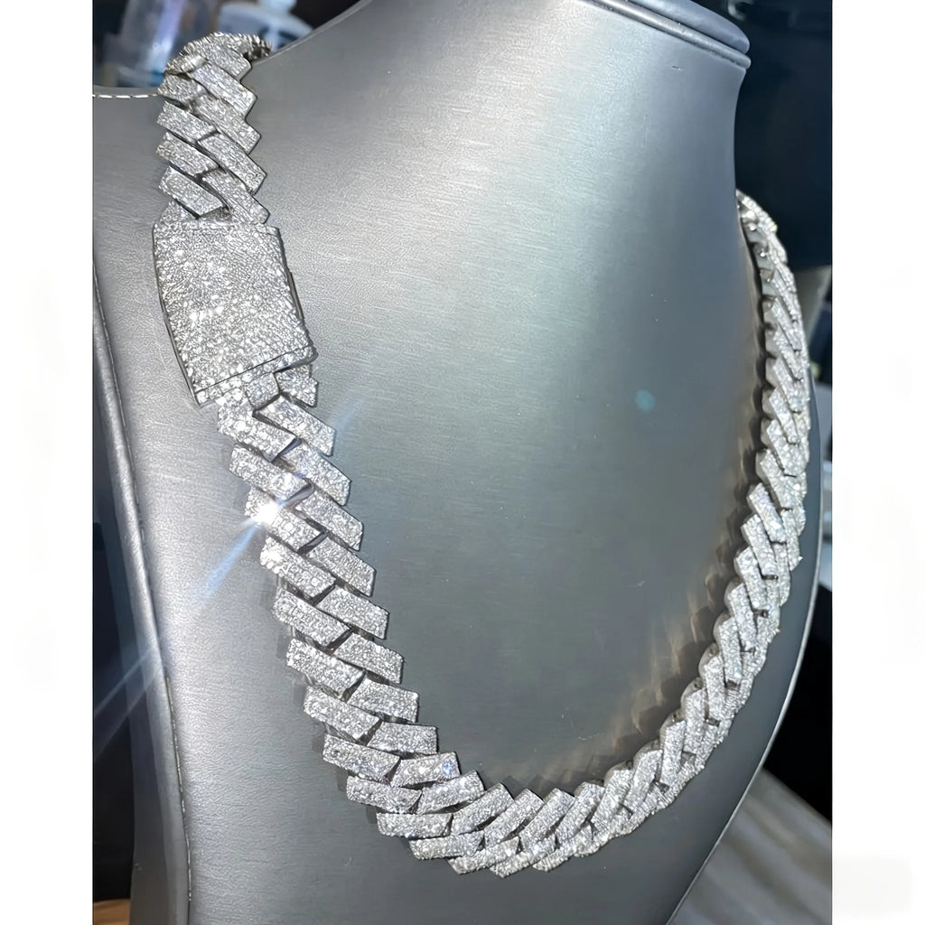 Cuban Chain Necklace - Heavy Duty Moissanite Tennis Necklace | Suitable for Boyfriends, Fathers, Ideal for Valentine'S, Christmas