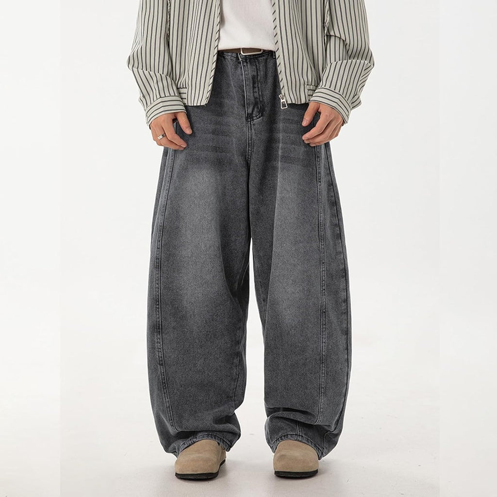 Mens Baggy Jeans Y2K Wide Leg Loose Fit Jeans Streetwear Denim Washed Hip Hop Pants