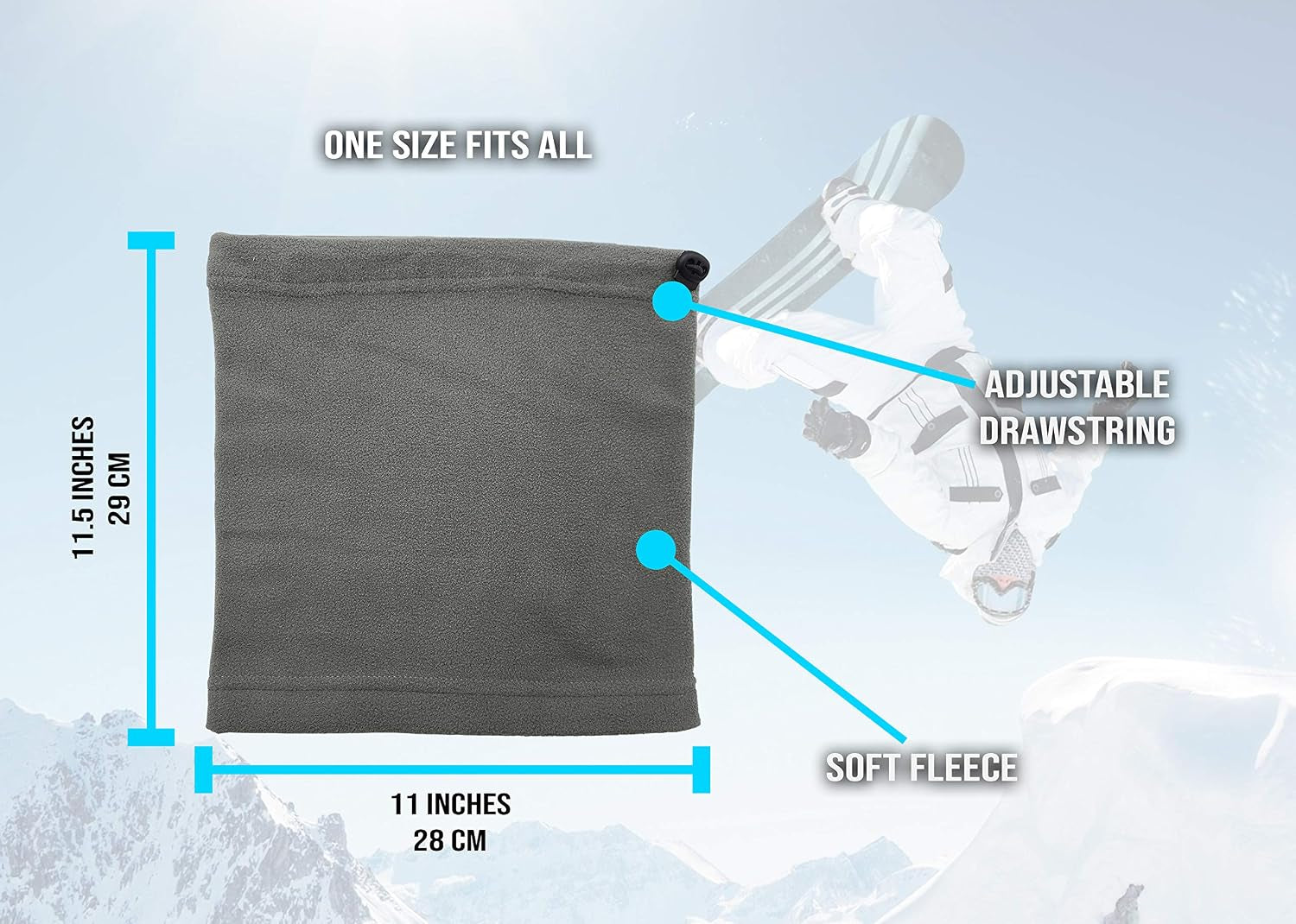 Thermal Neck Gaiters, 3 Pack Warm Winter Scarf Tube, Soft Fleece, Adjustable Strap Bulk