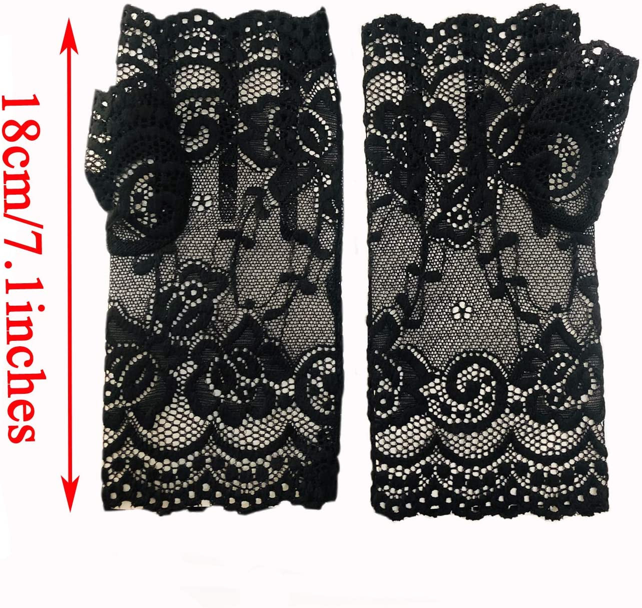 Women Short Lace Gloves Sunblock Fingerless Bridal Wrist Gloves Opera Evening Wedding Tea Party Prom Cosplay 1920S