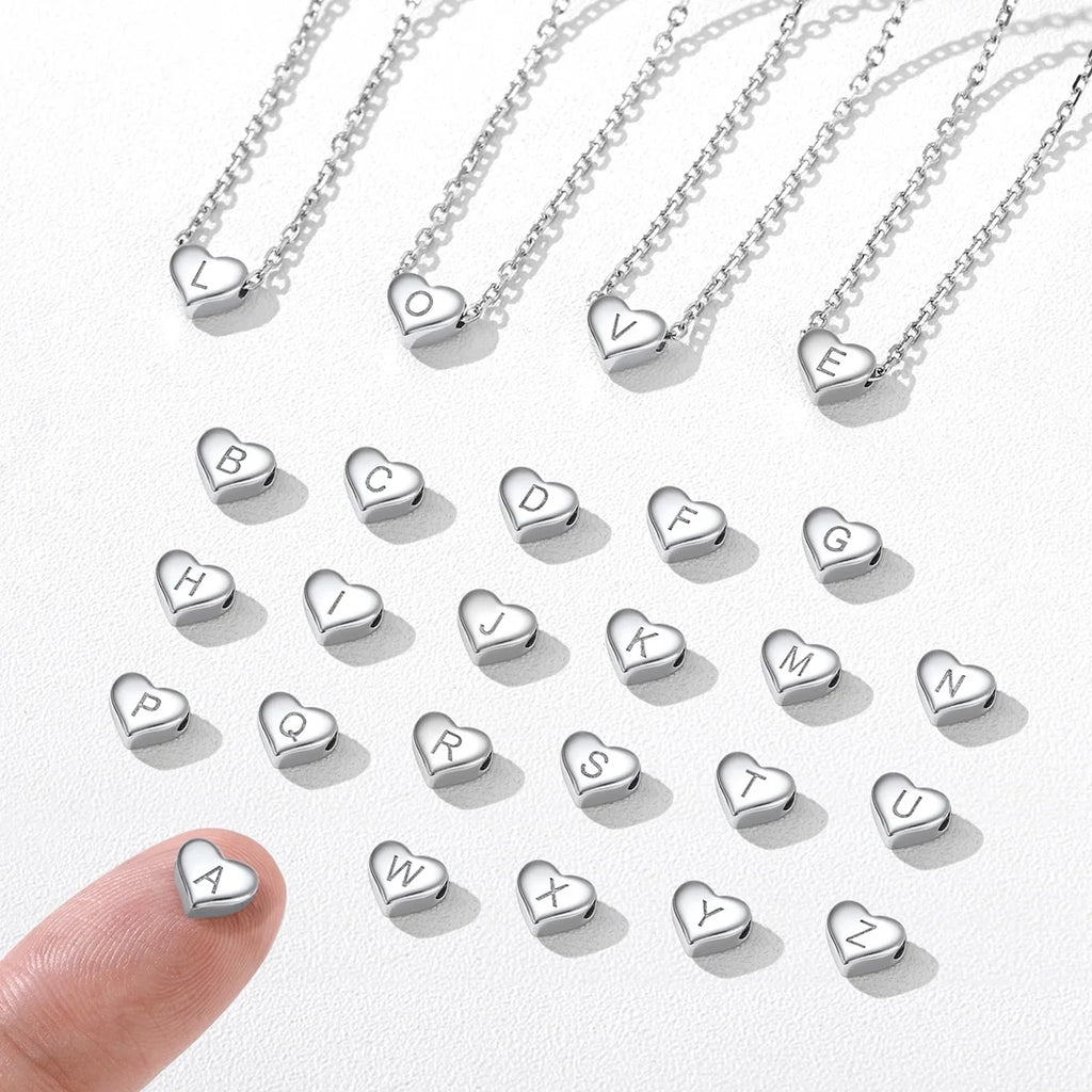 Dainty Initial Heart Necklace Trendy 925 Sterling Silver Cute Heart Pendant Choker Necklaces Letter Jewelry Gifts for Women