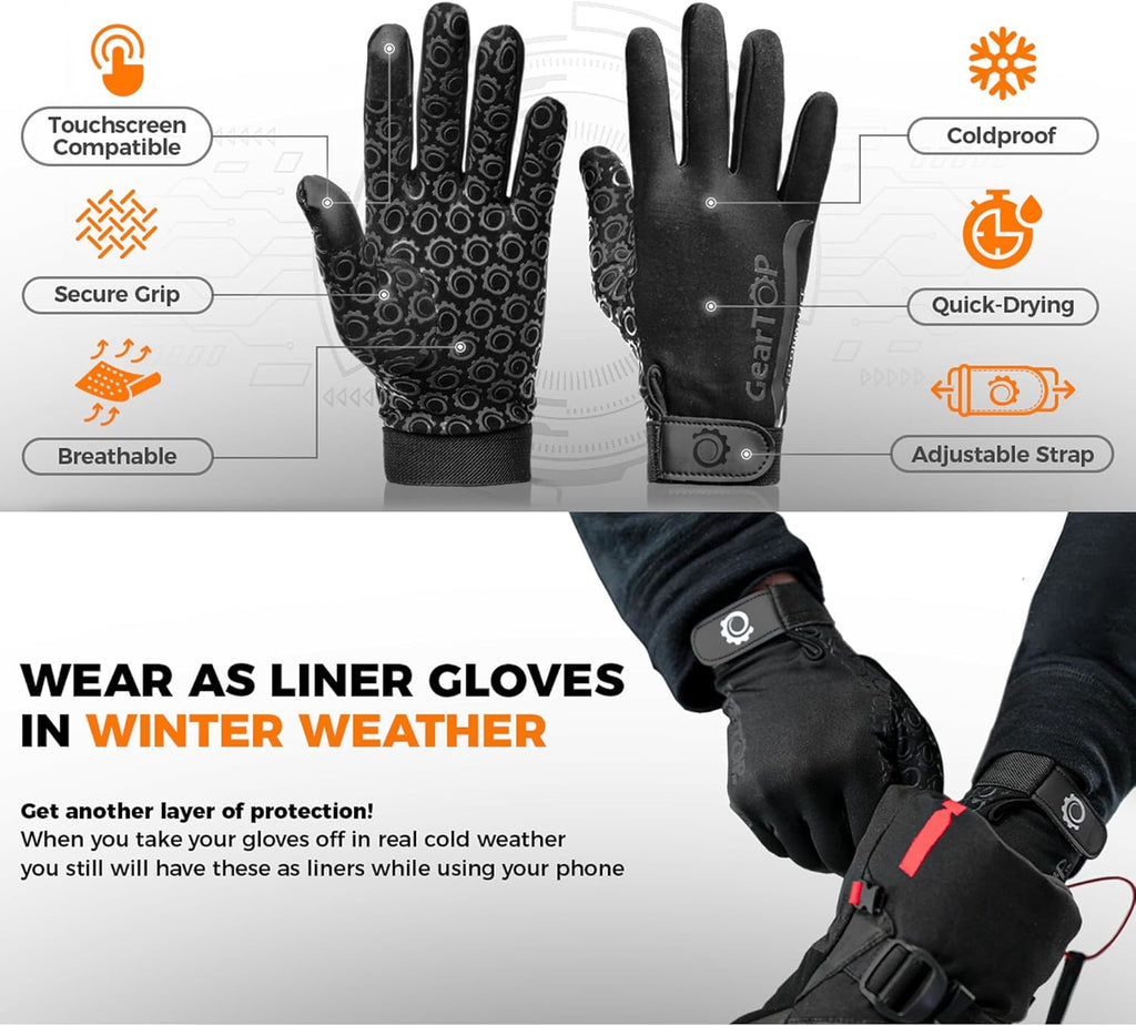 Football Gloves for Men & Women for Cold Weather, Touchscreen Winter Gloves Men Running Gear, Warm Glove Liners for Hiking, Freezer Gloves