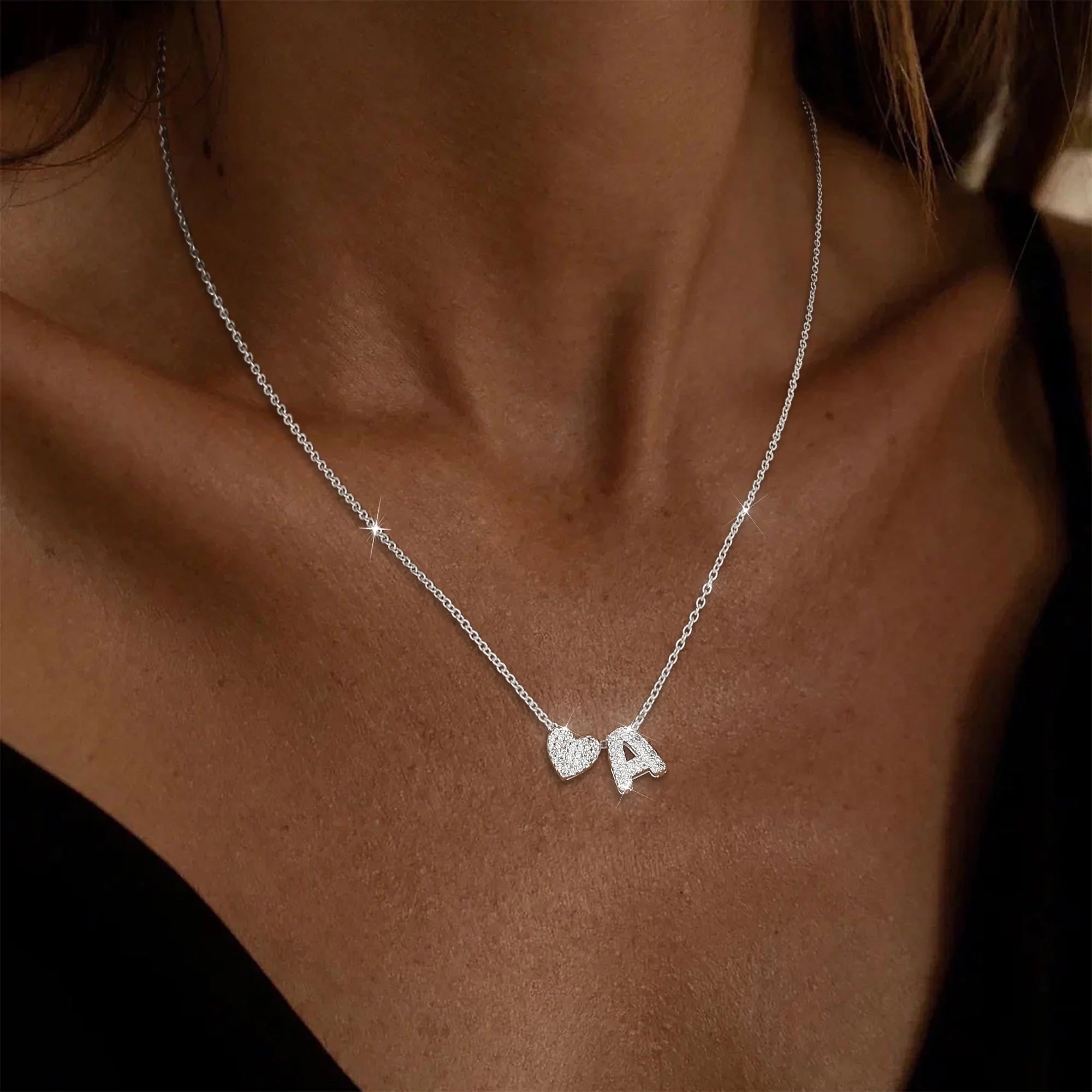 S925 Sterling Silver Plated Love Heart Initial Necklaces for Women Girls CZ Letter J Pendant Stuff Accessory Birthday Graduation Mothers Day Jewelry Gifts Teen Mom Her Adult Wife Kids Ideas