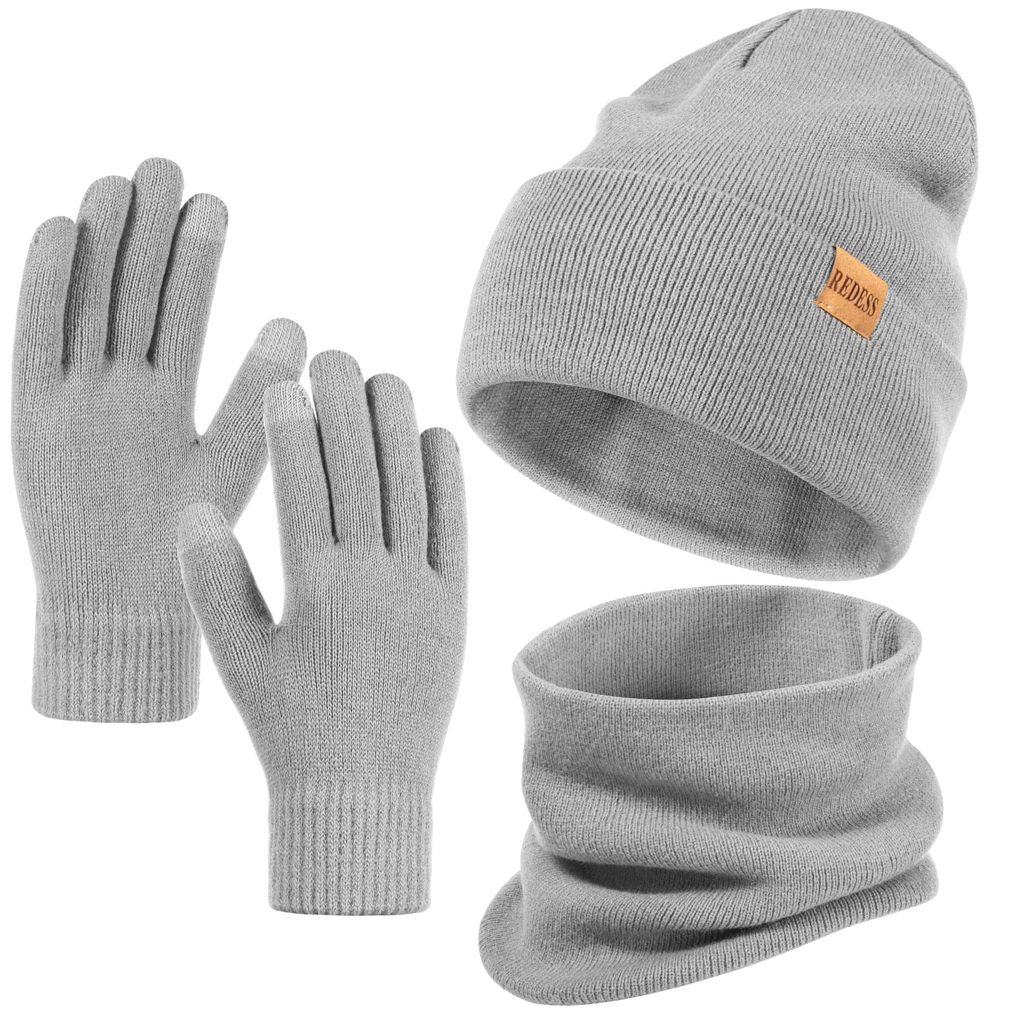Winter Hat, Scarf & Glove Set for Men and Women,Black
