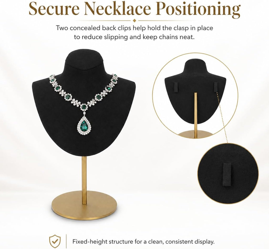 Necklace Display for Vendors Jewelry Displays for Selling Necklace Stand with Stainless Steel Stand Necklace Bust Display Stands for Home Store Dresser-3.15''×4.72''×7.48''