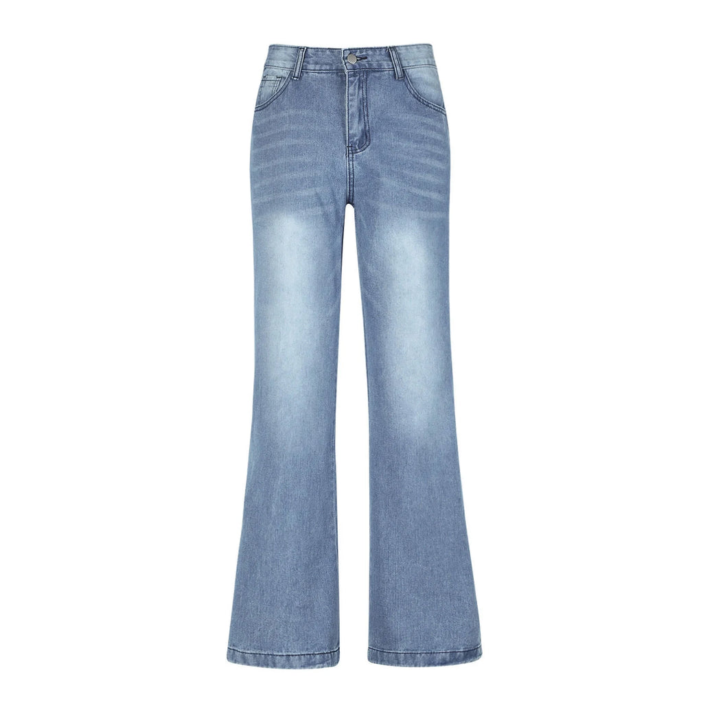 Women'S Fashion Jeans High Waisted Wide Leg Jeans Summer Casual Straight Baggy Jeans Color Block Patch Denim Trousers Dark Blue,M