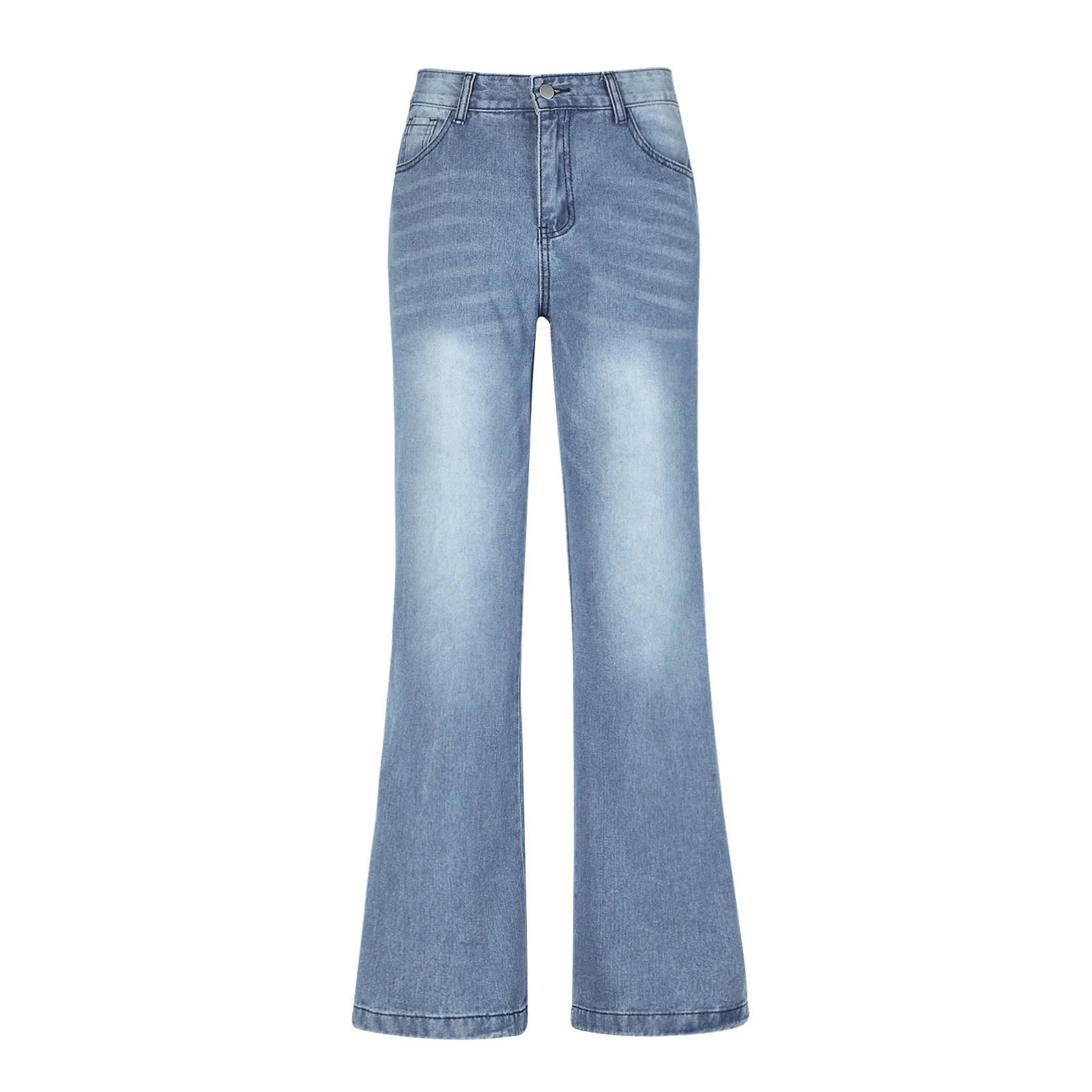 Women'S Fashion Jeans High Waisted Wide Leg Jeans Summer Casual Straight Baggy Jeans Color Block Patch Denim Trousers Dark Blue,M