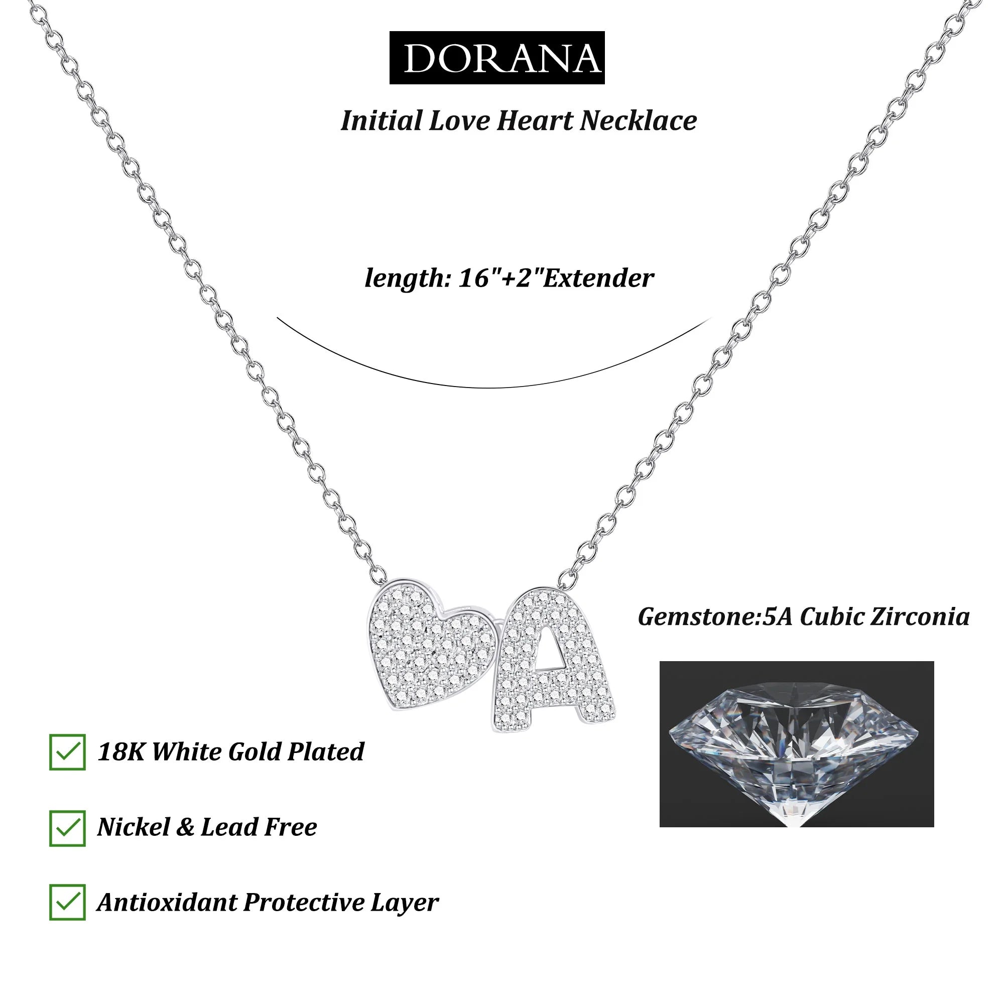 S925 Sterling Silver Plated Love Heart Initial Necklaces for Women Girls CZ Letter J Pendant Stuff Accessory Birthday Graduation Mothers Day Jewelry Gifts Teen Mom Her Adult Wife Kids Ideas