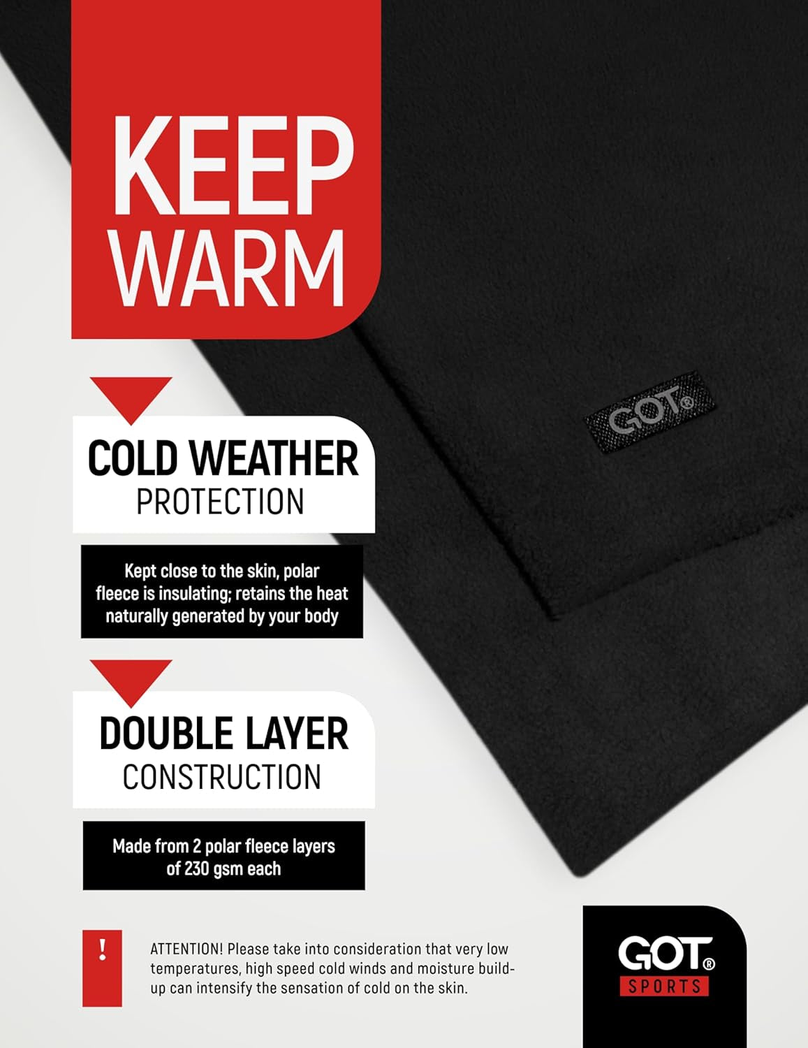 Polar Fleece Neck Warmer - Ski Mask Winter Neck Gaiter Scarf Men Women | Double-Layer, Windproof, Sub-Zero Temp, UPF 50+, One Size Fits Most, Skiing, Snowboarding, Running, Cold Weather