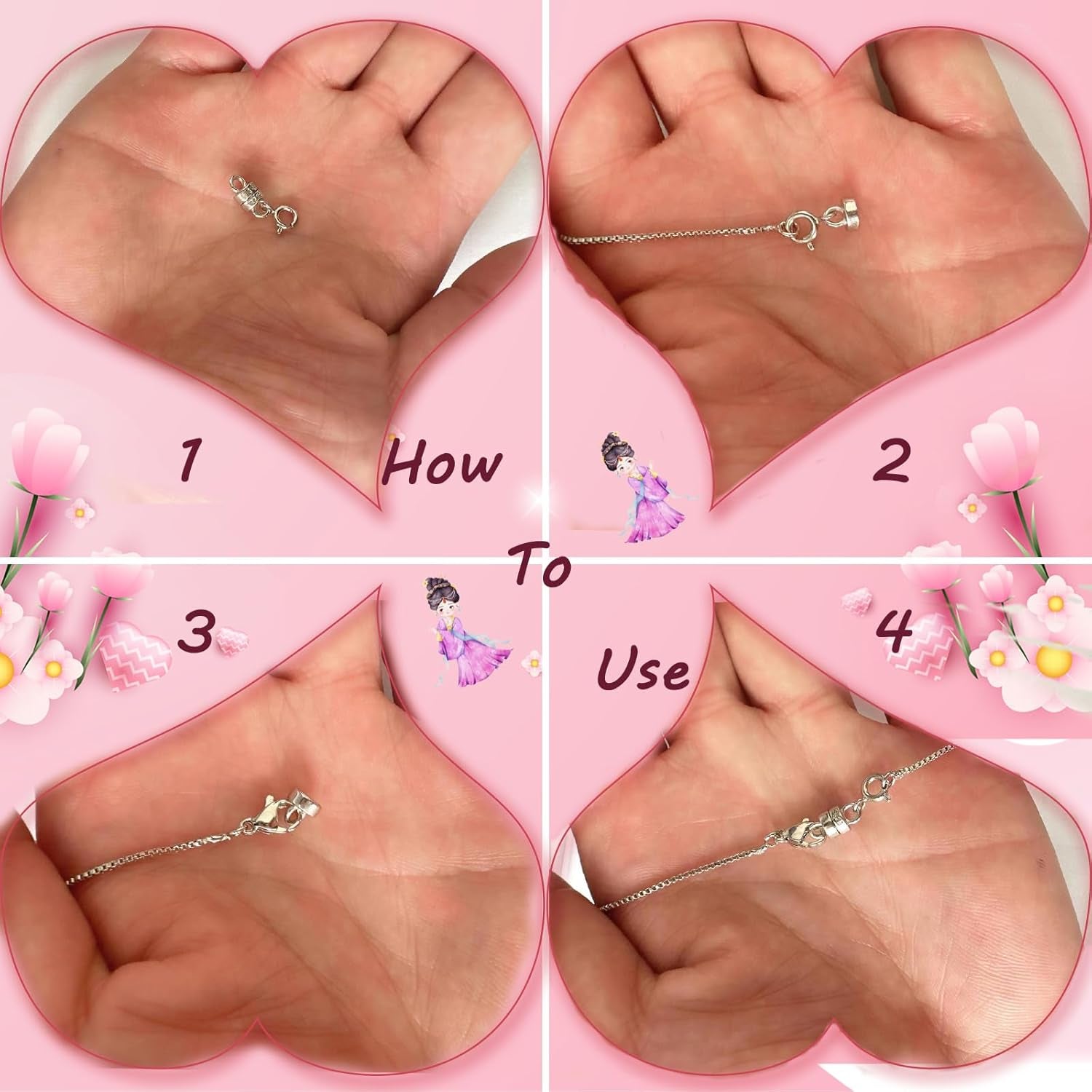 925 Sterling Silver Magnetic Necklace Clasps and Closures Min Magnetic Clasps for Necklaces Bracelets Chain Extender Connector for Jewelry Making Necklace 2Pack
