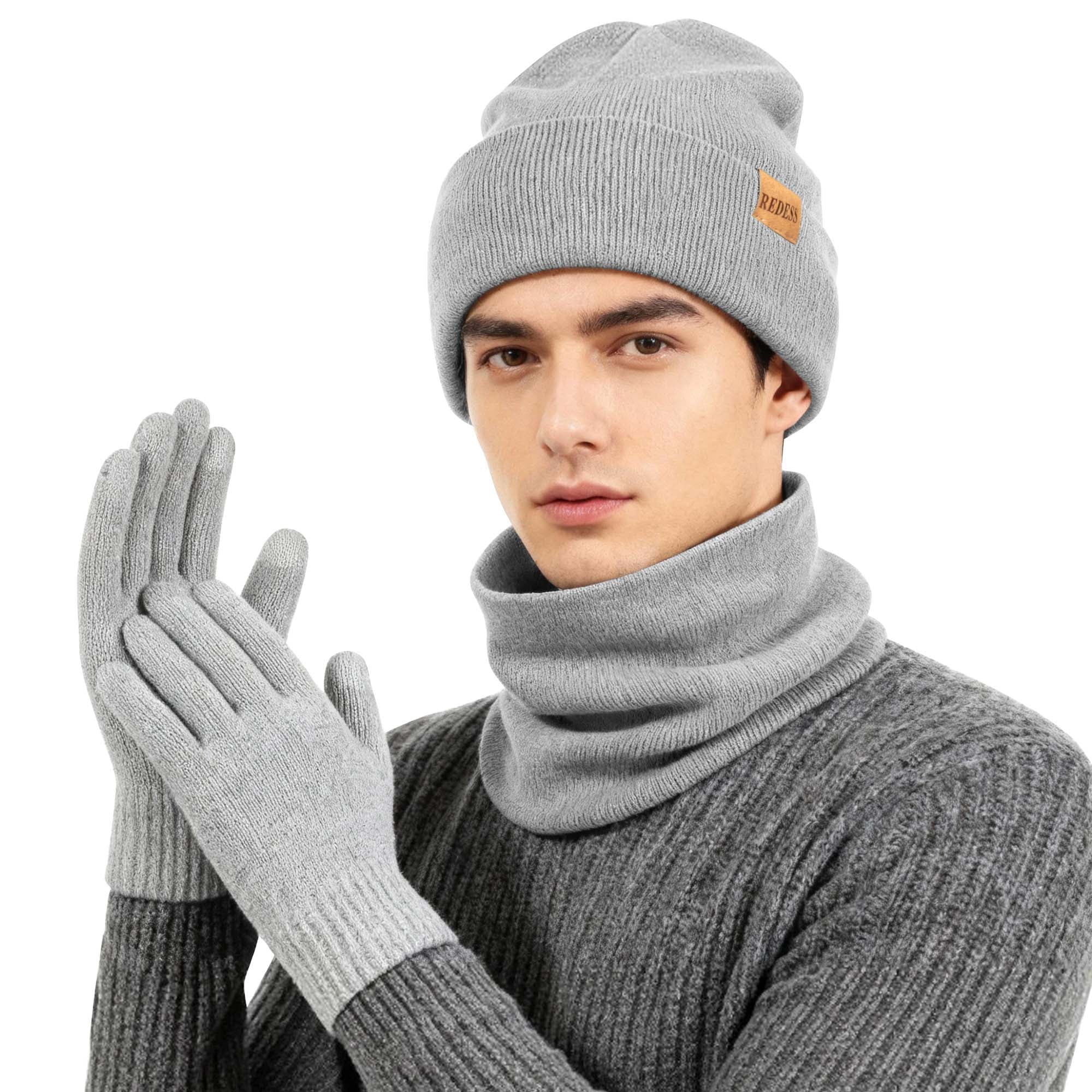 Winter Hat, Scarf & Glove Set for Men and Women,Black
