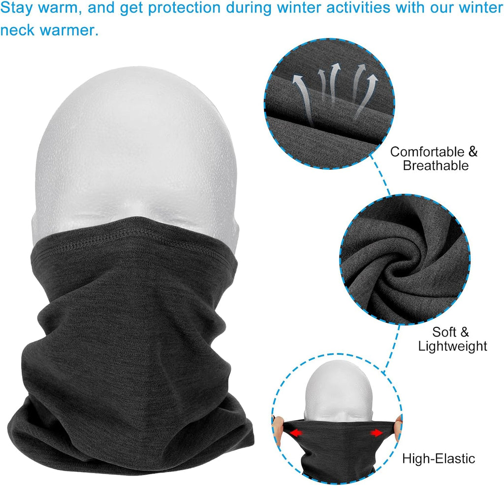 Winter Neck Warmer, Windproof Neck Gaiter Cold Weather Scarf Face Covering, Ski Gaiter for Men Women