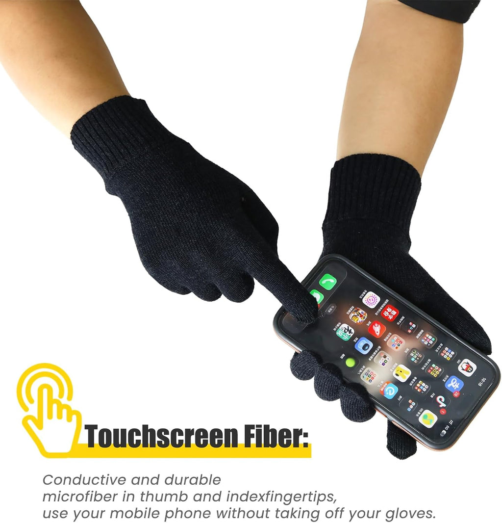 Merino Wool Running Gloves for Winter Lightweight Touchscreen Thermal Knit Glove for Men&Women Upgraded