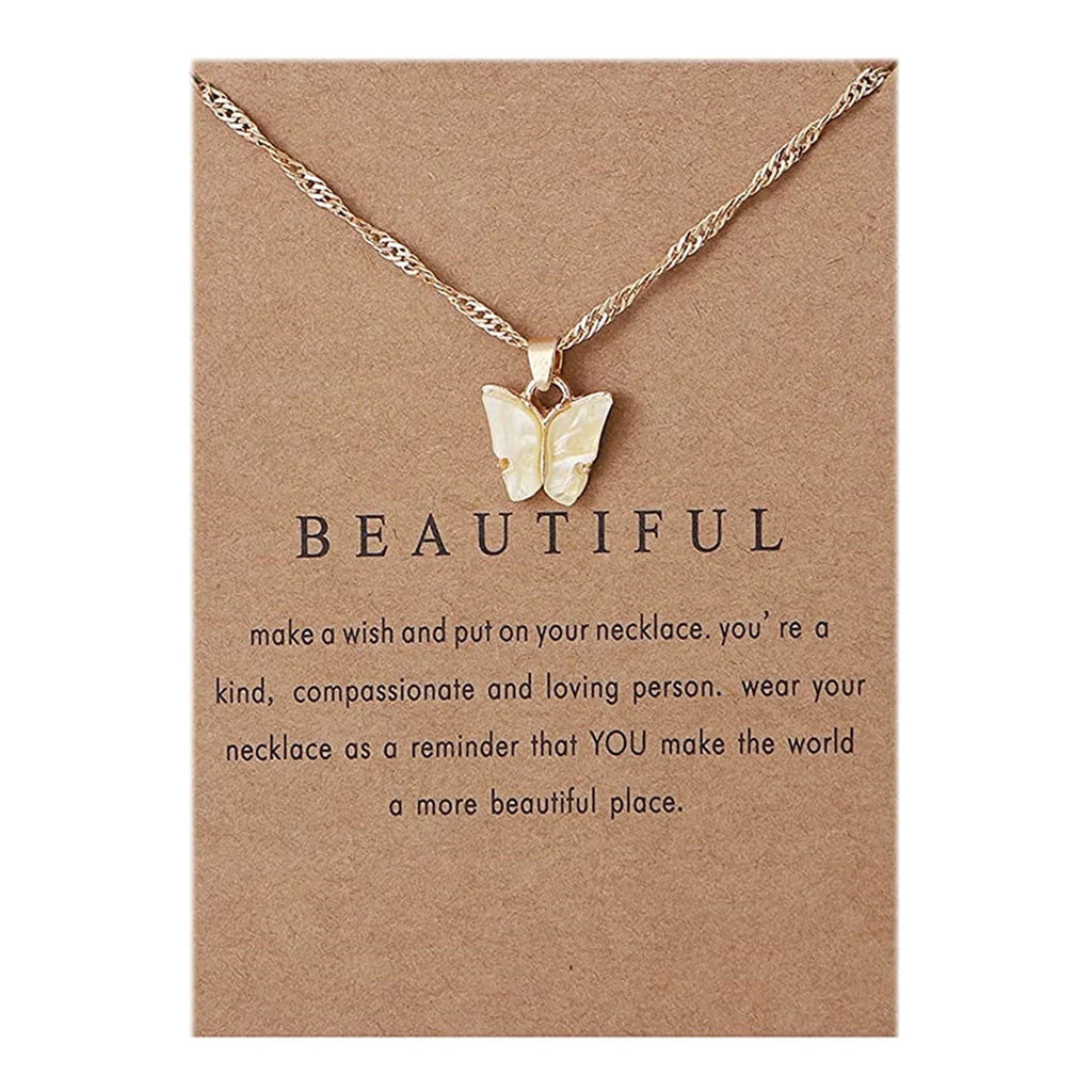 TIHLMK Friendship Necklace Sweet Butterfly Necklace Acrylic Color Clavicle Chain Necklace