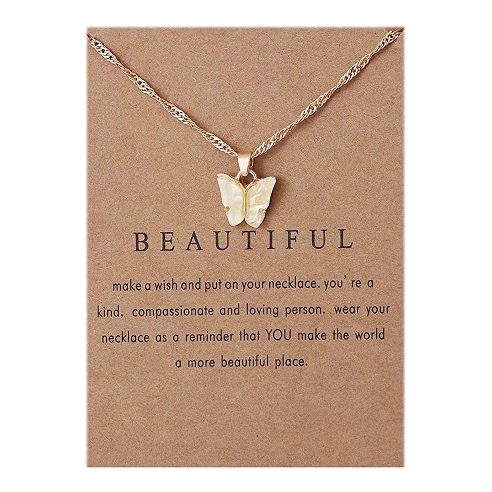 TIHLMK Friendship Necklace Sweet Butterfly Necklace Acrylic Color Clavicle Chain Necklace