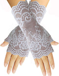 Women Short Lace Gloves Sunblock Fingerless Bridal Wrist Gloves Opera Evening Wedding Tea Party Prom Cosplay 1920S