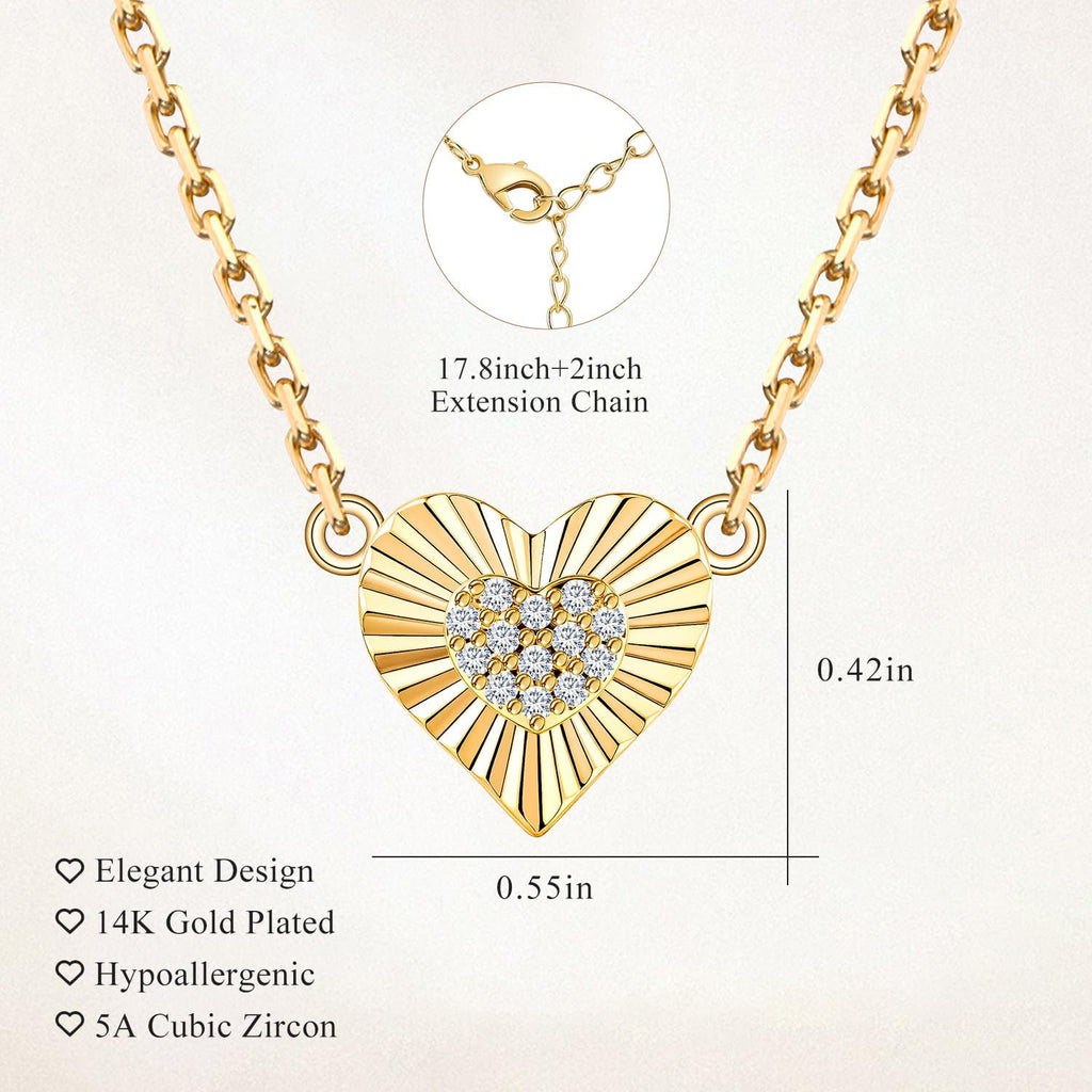 Gold Heart Birthstone Necklace for Women CZ Pendant Gift | Cubic Zirconia, Birth Stone, Gold Plated, Elegant, Jewelry, Gift, Birthday, Mother'S Day, Anniversary, Christmas