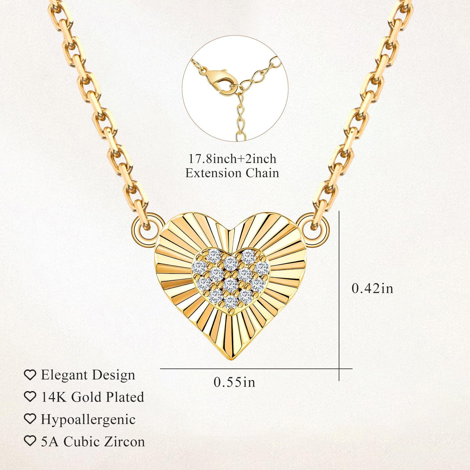 Gold Heart Birthstone Necklace for Women CZ Pendant Gift | Cubic Zirconia, Birth Stone, Gold Plated, Elegant, Jewelry, Gift, Birthday, Mother'S Day, Anniversary, Christmas
