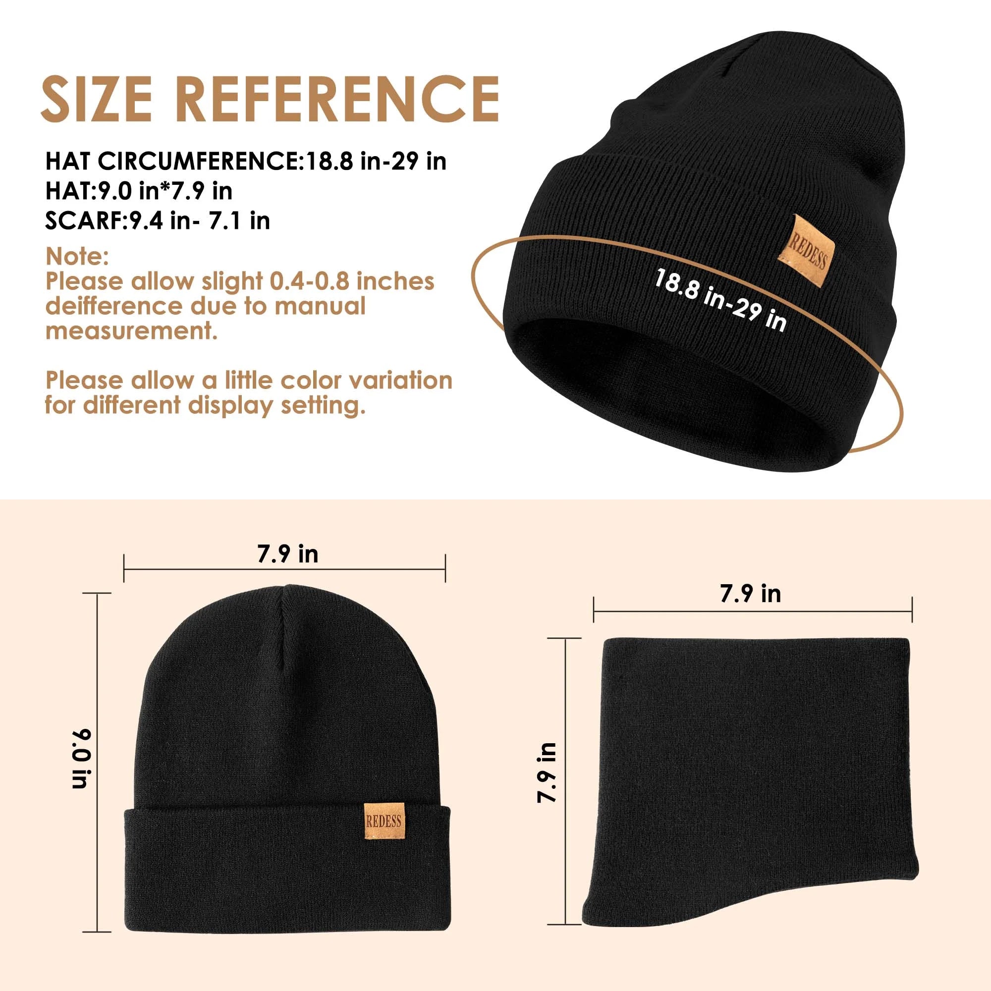 Winter Hat, Scarf & Glove Set for Men and Women,Black