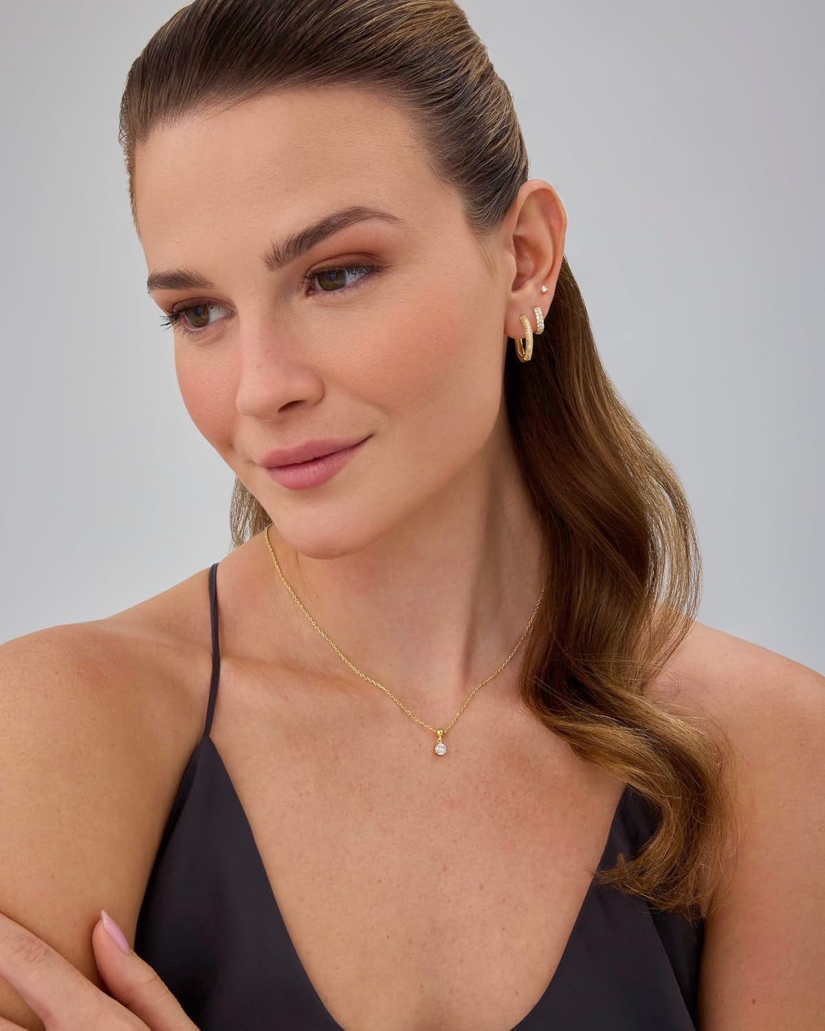 14K Gold Plated Dainty Birthstone Necklaces with Charms - Adjustable Chain Gold Charm Birthstone Necklace for Women - Cubic Zirconia Birth Stone Removable Pendants - Cute Jewelry Gifts