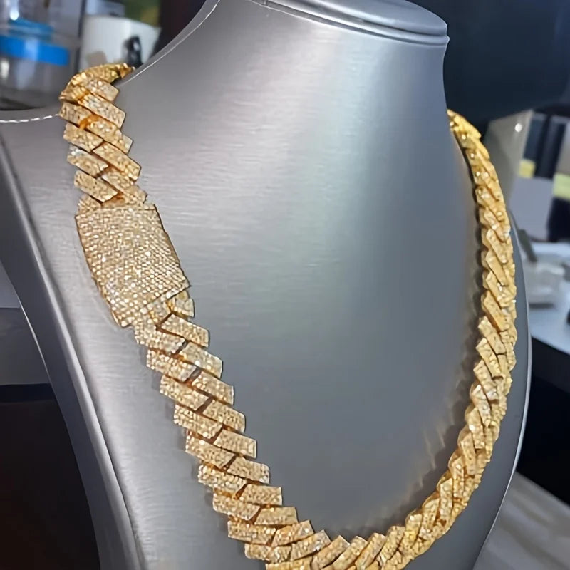 Cuban Chain Necklace - Heavy Duty Moissanite Tennis Necklace | Suitable for Boyfriends, Fathers, Ideal for Valentine'S, Christmas