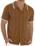 Men'S Casual Button down Shirt Short Sleeve Vintage Clothes Knit Polo Shirts Summer Beach Shirts