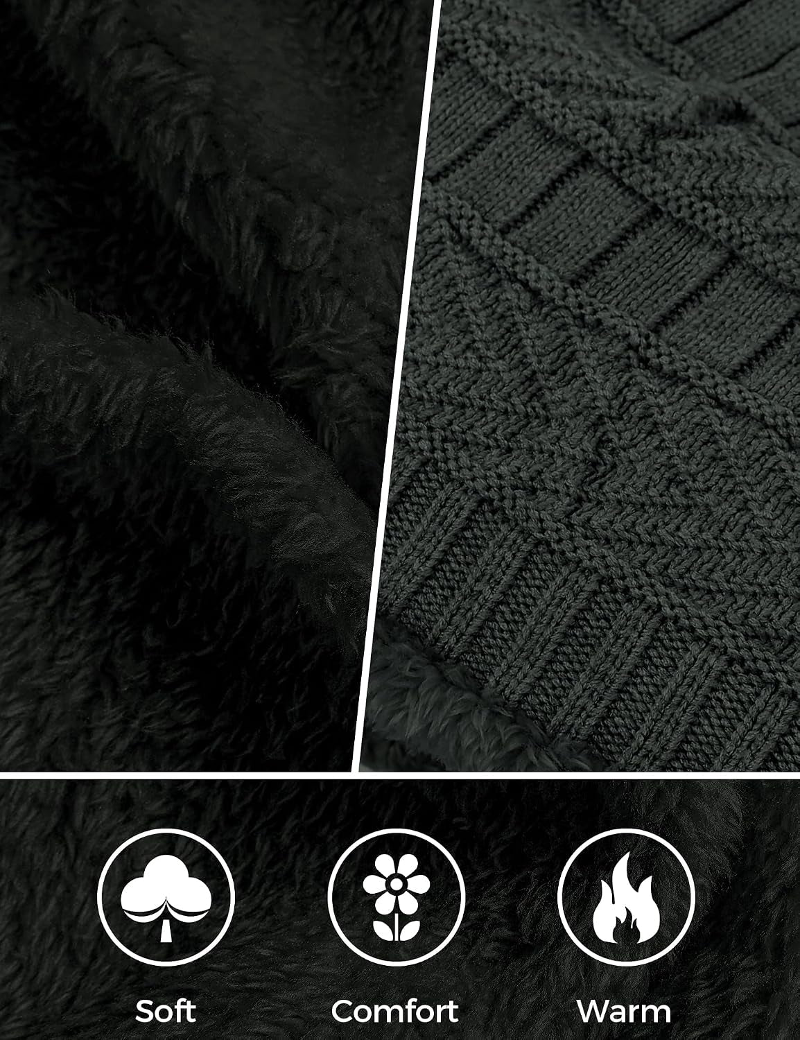 Beanie Hats for Men Women Neck Warmer Cold Weather Gear Men Gift Set for Winter Hat Neck Scarf Guys Face Mask Snow Suits