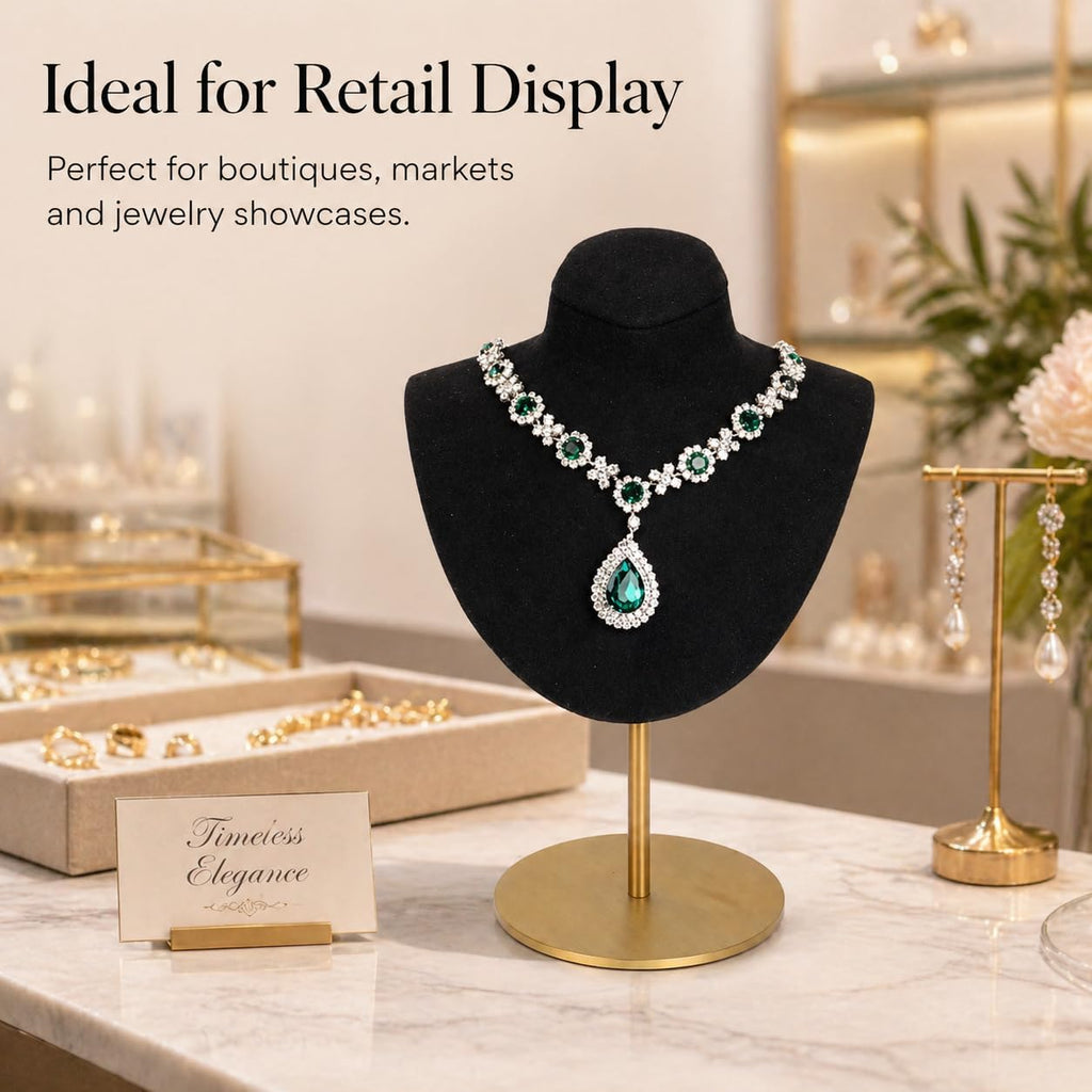 Necklace Display for Vendors Jewelry Displays for Selling Necklace Stand with Stainless Steel Stand Necklace Bust Display Stands for Home Store Dresser-3.15''×4.72''×7.48''