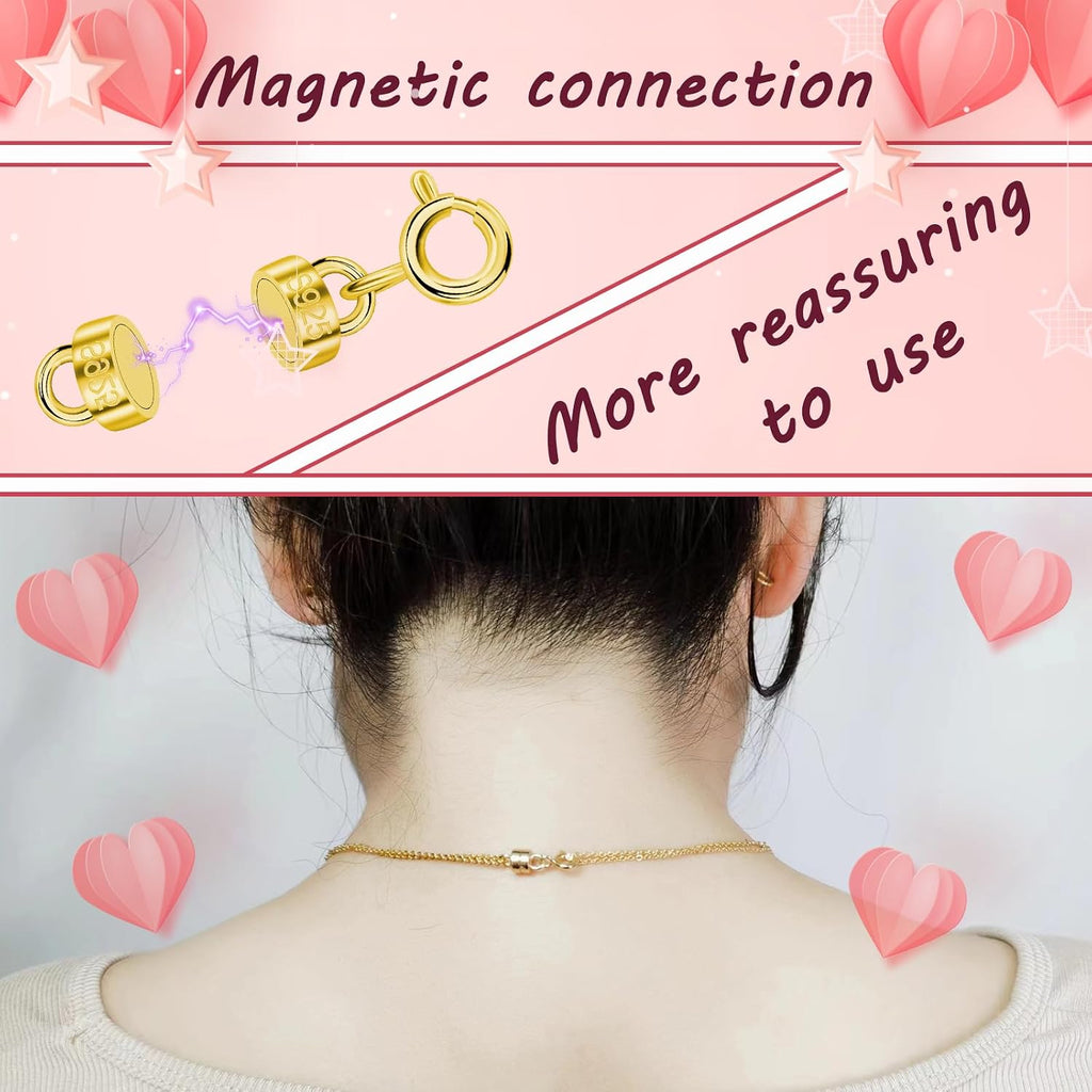 925 Sterling Silver Magnetic Necklace Clasps and Closures Min Magnetic Clasps for Necklaces Bracelets Chain Extender Connector for Jewelry Making Necklace 2Pack