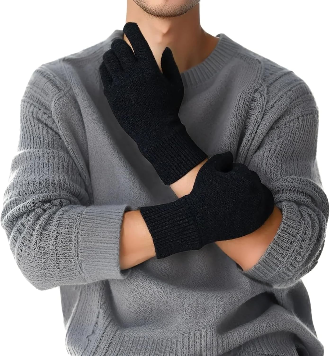 Merino Wool Running Gloves for Winter Lightweight Touchscreen Thermal Knit Glove for Men&Women Upgraded