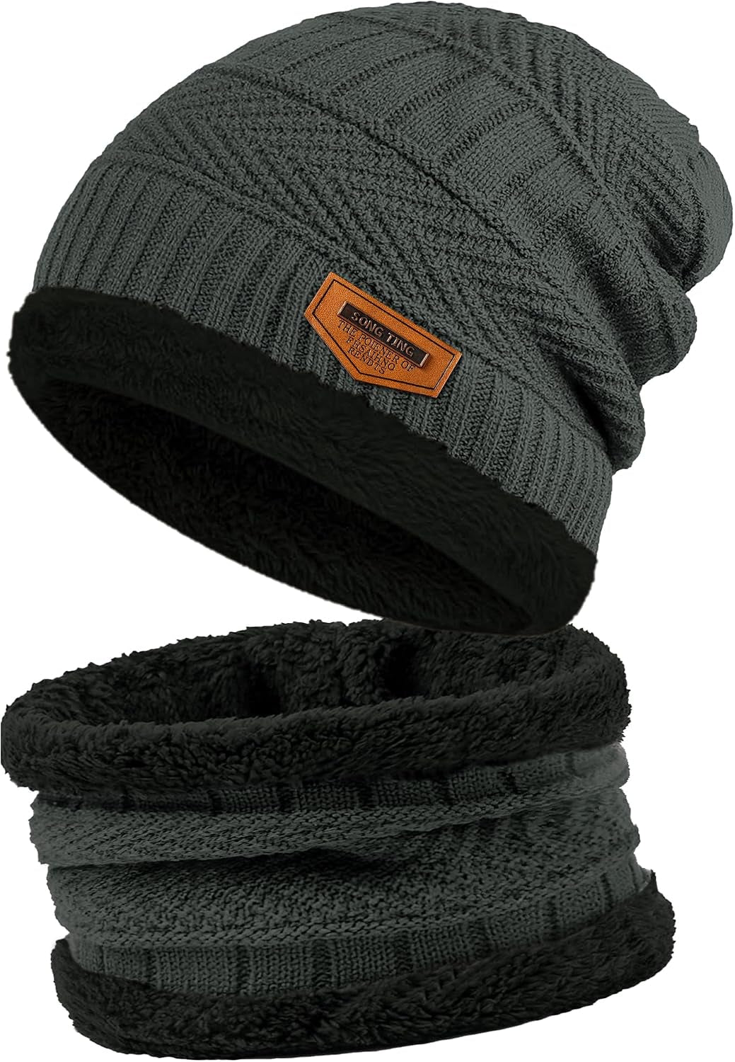 Beanie Hats for Men Women Neck Warmer Cold Weather Gear Men Gift Set for Winter Hat Neck Scarf Guys Face Mask Snow Suits