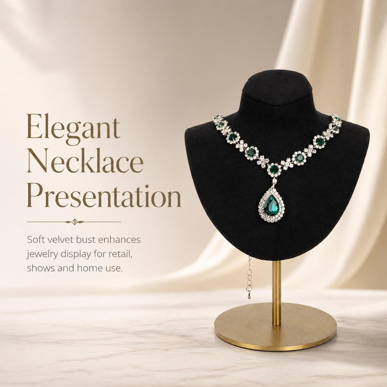 Necklace Display for Vendors Jewelry Displays for Selling Necklace Stand with Stainless Steel Stand Necklace Bust Display Stands for Home Store Dresser-3.15''×4.72''×7.48''