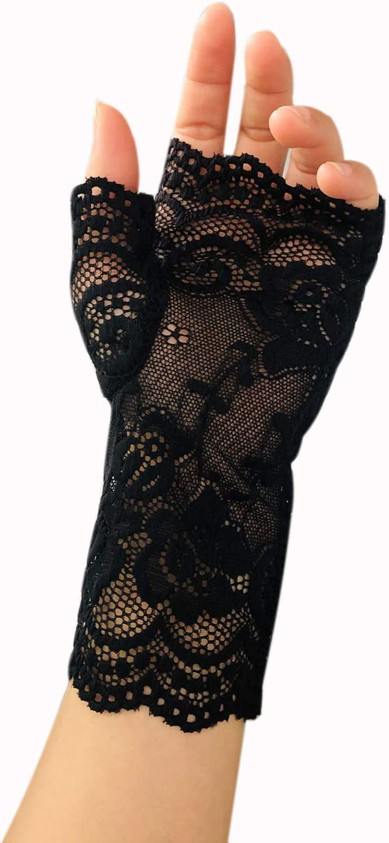 Women Short Lace Gloves Sunblock Fingerless Bridal Wrist Gloves Opera Evening Wedding Tea Party Prom Cosplay 1920S