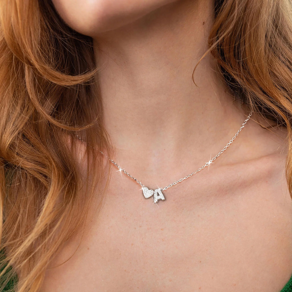 S925 Sterling Silver Plated Love Heart Initial Necklaces for Women Girls CZ Letter J Pendant Stuff Accessory Birthday Graduation Mothers Day Jewelry Gifts Teen Mom Her Adult Wife Kids Ideas
