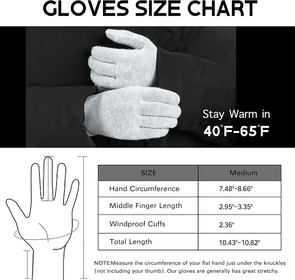 Merino Wool Running Gloves for Winter Lightweight Touchscreen Thermal Knit Glove for Men&Women Upgraded