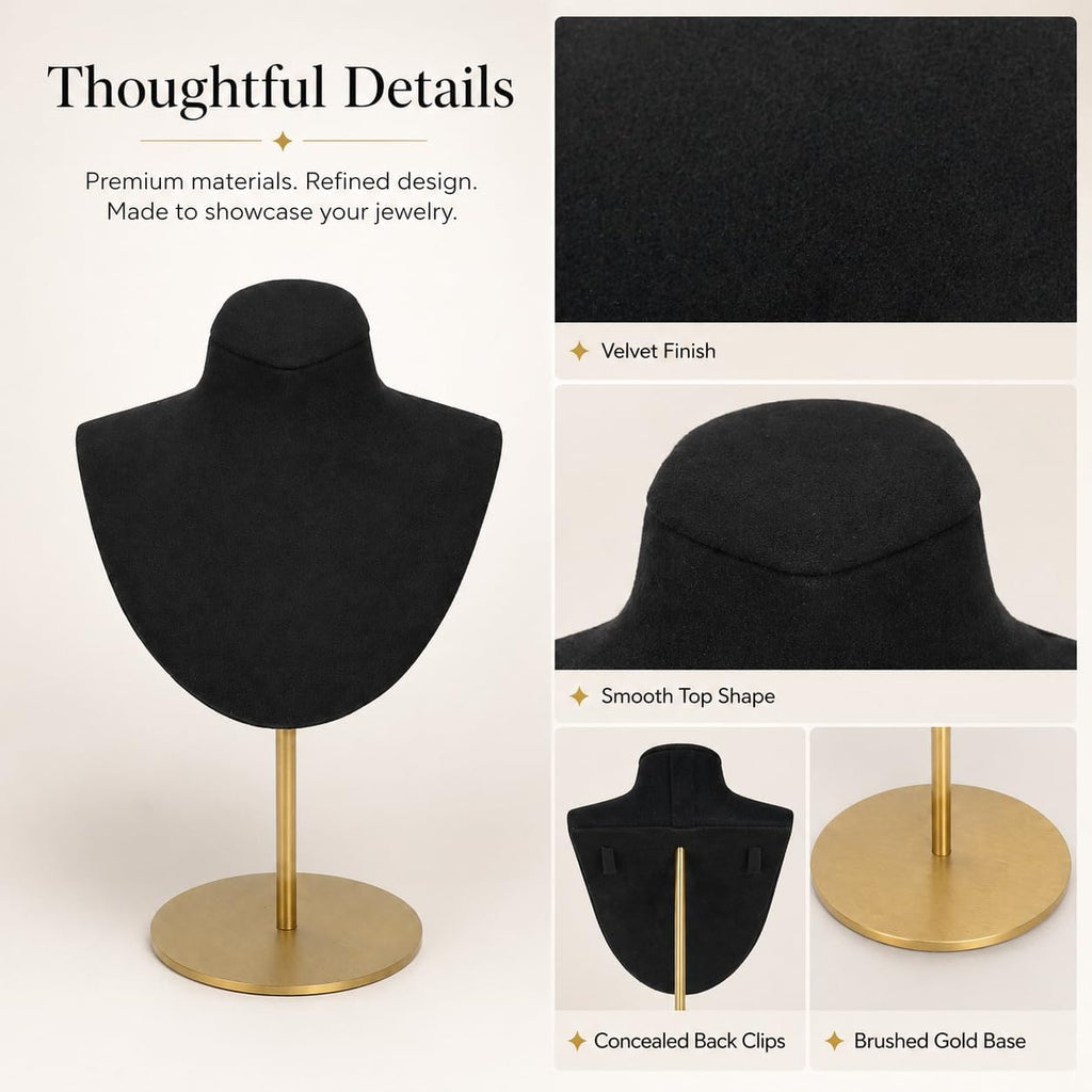 Necklace Display for Vendors Jewelry Displays for Selling Necklace Stand with Stainless Steel Stand Necklace Bust Display Stands for Home Store Dresser-3.15''×4.72''×7.48''